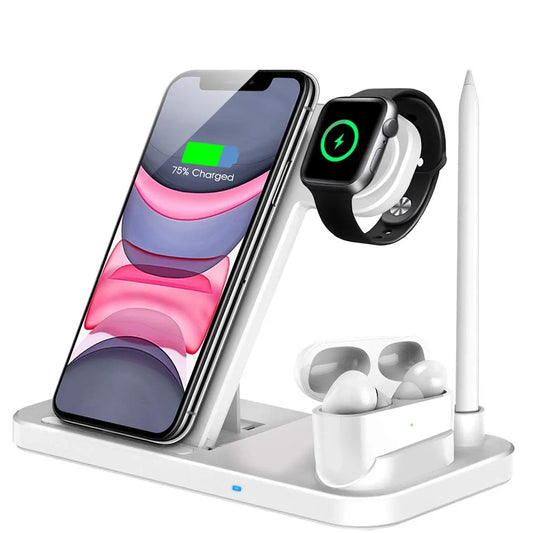 Wireless Charger Stand: 4-in-1 Dock for iPhone, Apple Watch, AirPods Pro