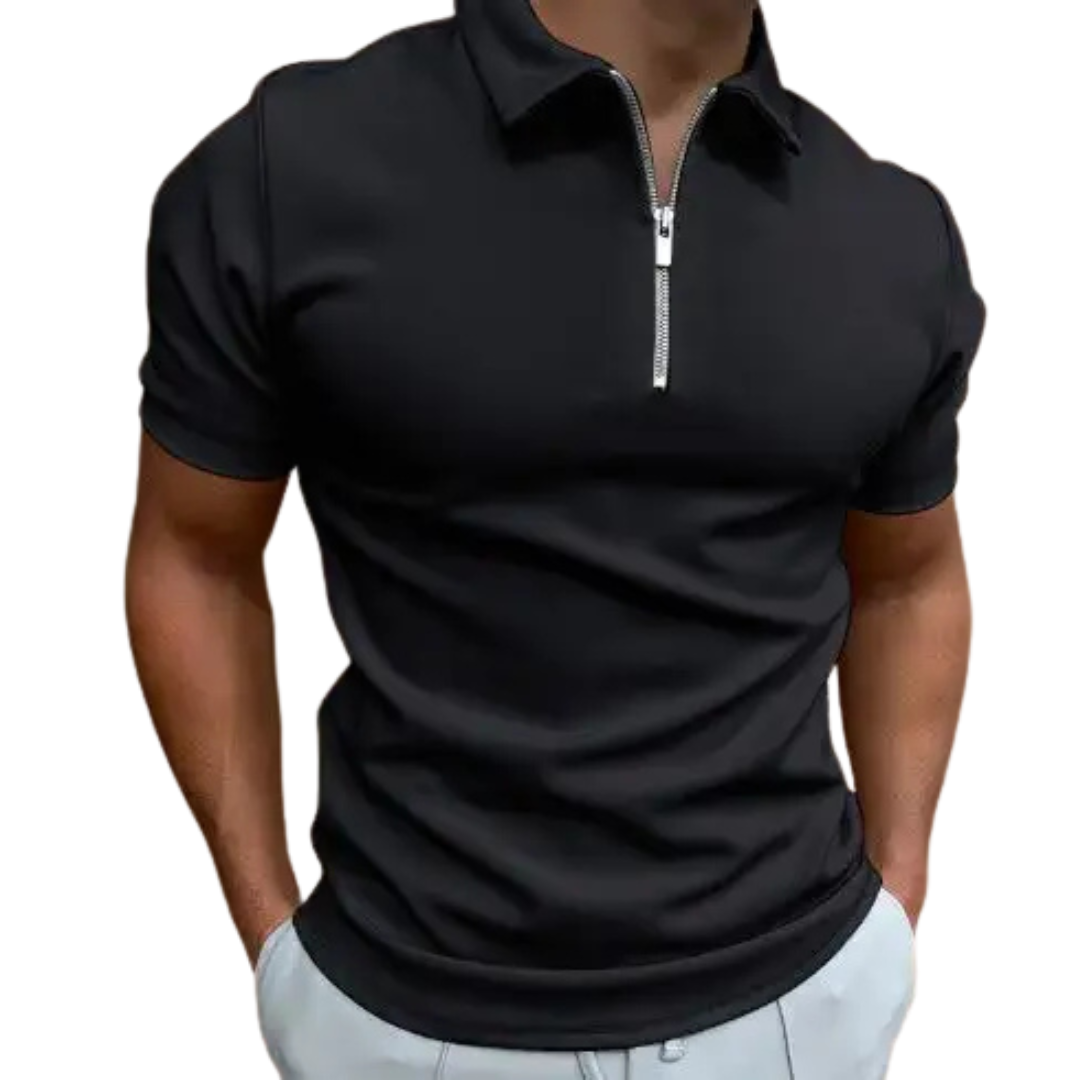 Zip-Up Polo Shirt