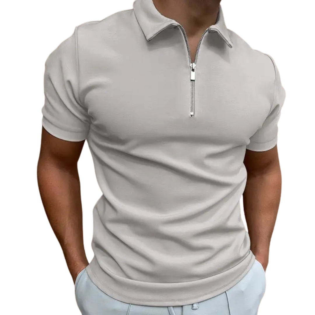 Zip-Up Polo Shirt